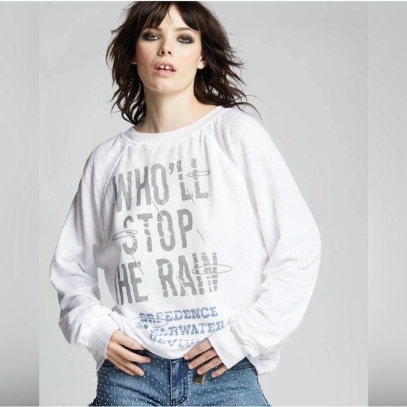 Recycled Karma Sweaters - Recycled Karma Credence Who’ll Stop The Rain Oversized XS Crew Neck